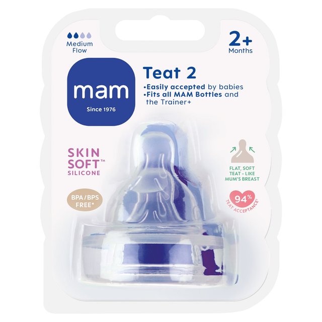 MAM Teat 2 Medium Flow Silk Teat® 2+ Months - 2 Pack