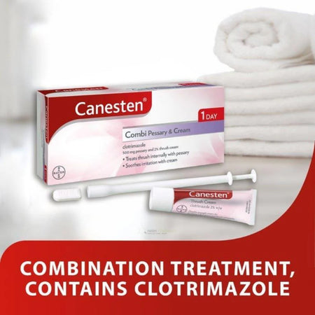 Canesten Combi Pack Contents — Soft Vaginal Capsule and External Thrush Cream