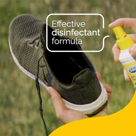 Scholl Antifungal Shoe Spray In Use — Spray Inside Shoes to Prevent Athlete's Foot Reinfection Chemco Pharmacy